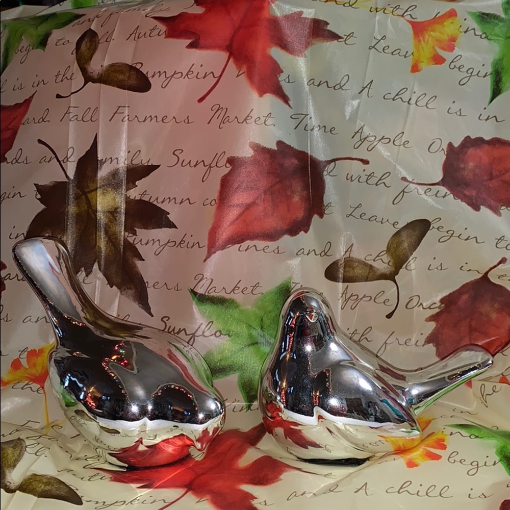 Silver Ceramic Doves